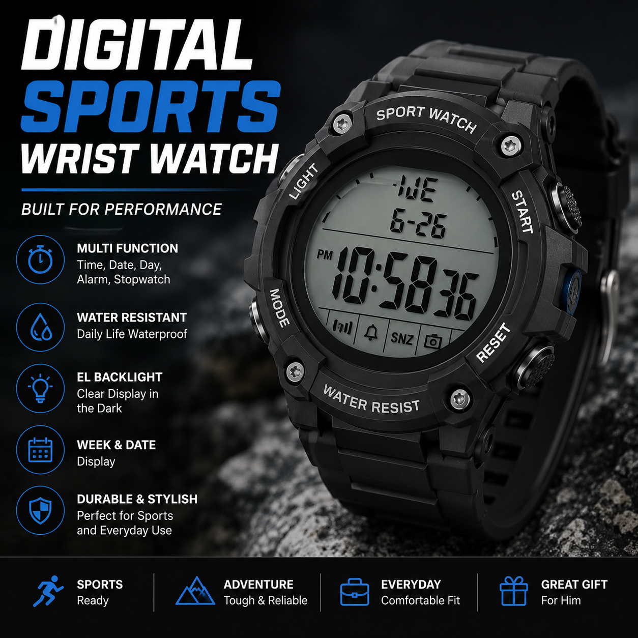 Digital Sports Wrist Watch