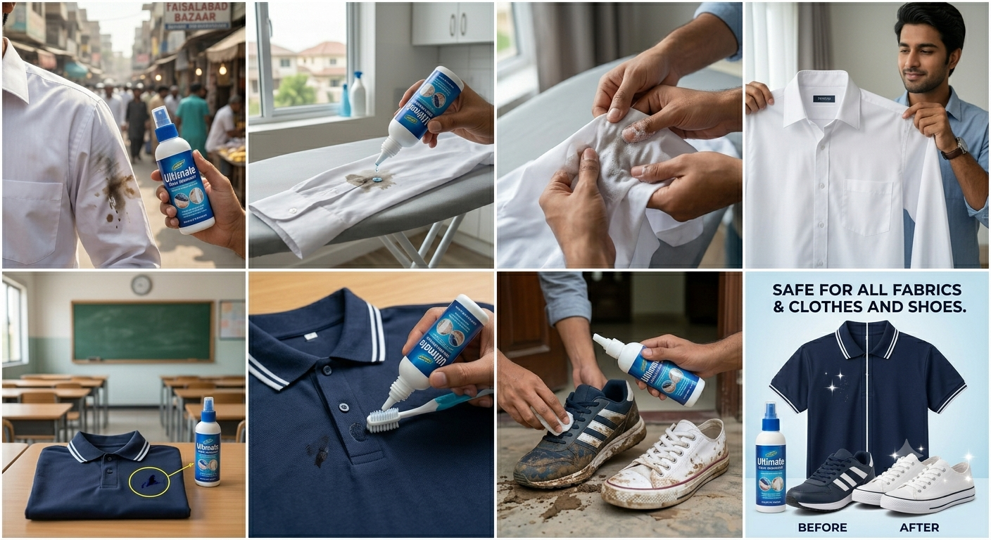 Ultimate Stain Remover For Clothes And Shoes - Powerful Emergency Fabric Oil & Grease Stain Cleaner - Instant Spot Removal Liquid For Clothing, Uniforms & Footwear