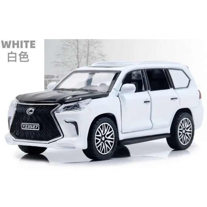 Lexus Land Cruiser Prado - Alloy Children's Sports Model Car Die-Cast Metal Toy Car - Front Doors & Boot & Hood Open - Size Approx. 5 inch - White