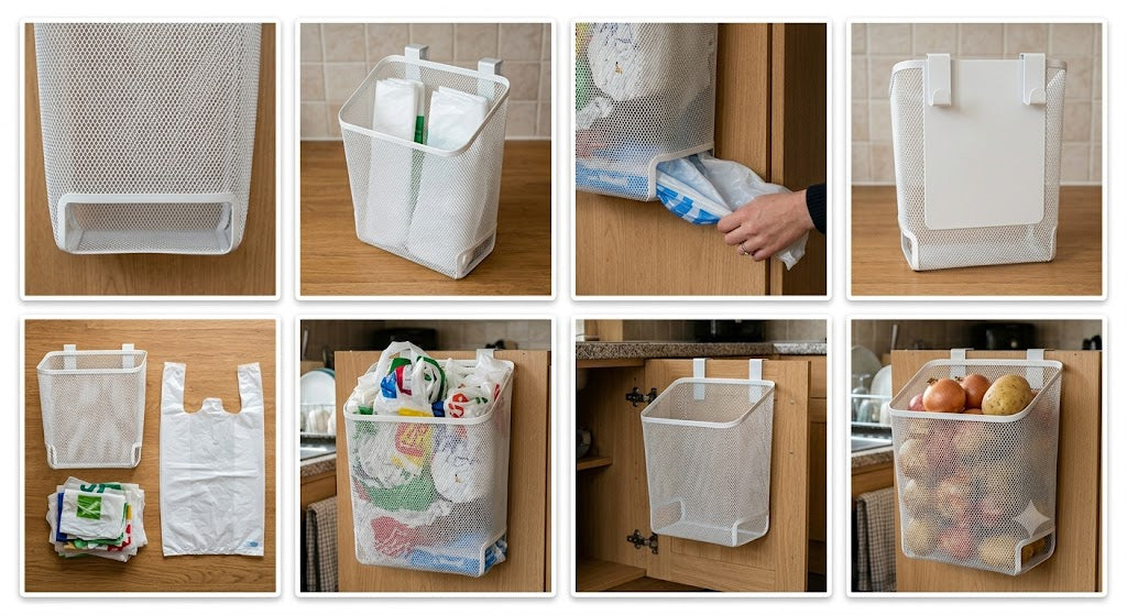 Plastic Shopping Bag Storage Basket Kitchen Accessories Reusable Grocery Potatoes Garbage Bag Holder