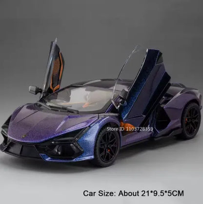 Lamborghini Revuelto Toy Car, 1/24 Diecast Model Car with Sound, Light and Pullback, Collector Model Car, Gift for Children