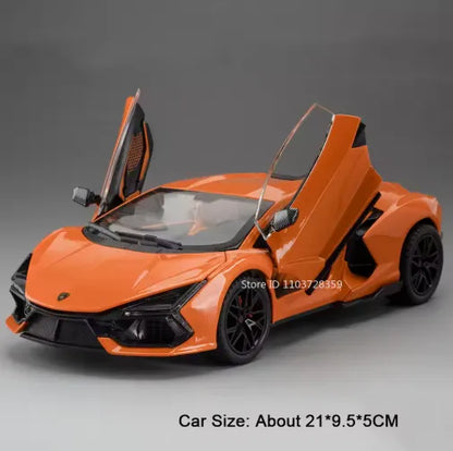 Lamborghini Revuelto Toy Car, 1/24 Diecast Model Car with Sound, Light and Pullback, Collector Model Car, Gift for Children