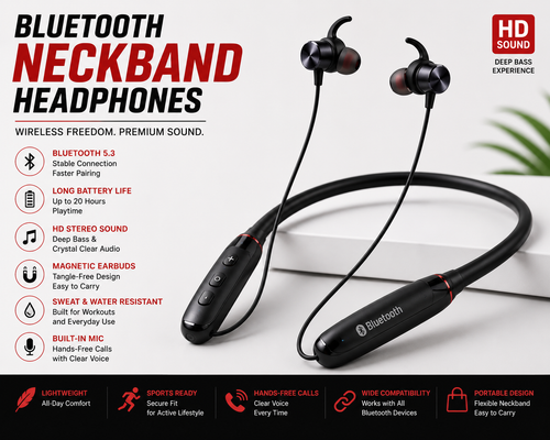 Bluetooth Neckband Headphones