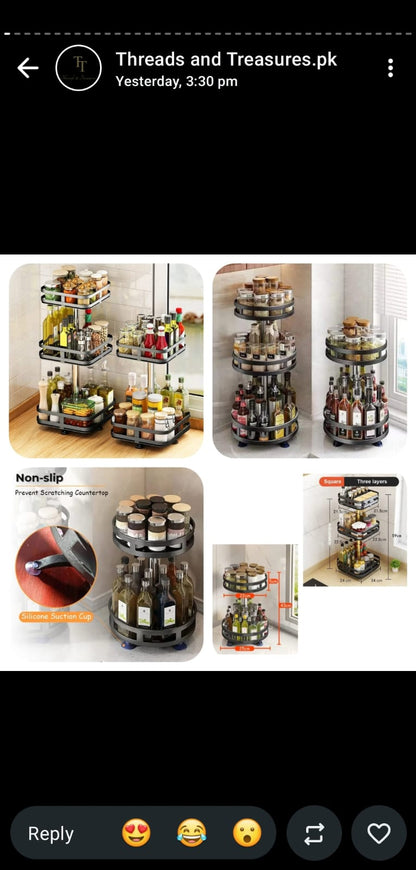 5-Tier Rotating Kitchen Vegetable &amp; Fruit Storage Rack Trolley with Wheels